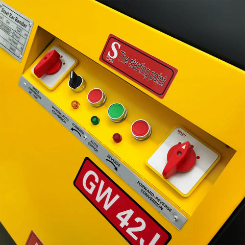 Heavy Duty Electric Rebar Bender Machine With Smooth 0 To 180 Degree Bending Control For Round Steel Rods and Ribbed Rebar Projects control panel features.