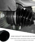 Close-up of Two Pack CV Joint Boot Kit All In One with silicone covers and clamps protecting axle on vehicle.