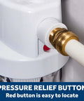Pressure relief button on Whole House Water Filtration System Built Tough With Clear Sump, Reduces Sediment, Rust, Dirt And More, Includes Install Kit