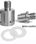 Hella Sturdy Wood Turning Lathe Adapter Converts 1 1/4 Inch Female To 1 Inch Male Thread With smooth headstock and nylon washer kit.