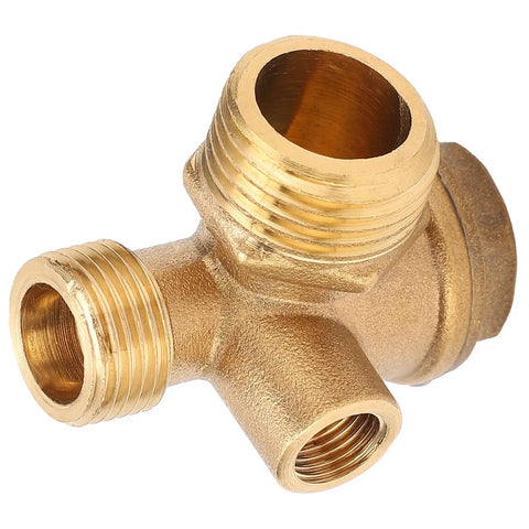 Half Inch By Three Eighths Inch By Ten Inch Brass Check Valve For Air And Oil Lines Three Port Non Return Flow Preventer Male Thread