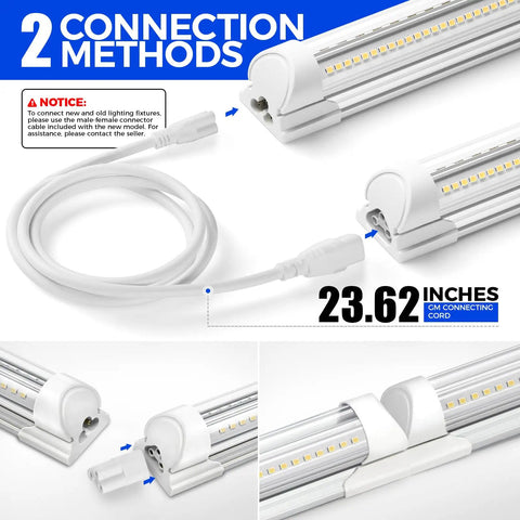 Crazy Bright 5000K 1.5ft LED Shop Light With 3450 Lumens At 25W For Workbench And Garage, T8 Under Cabinet Ceiling Fixture connection methods