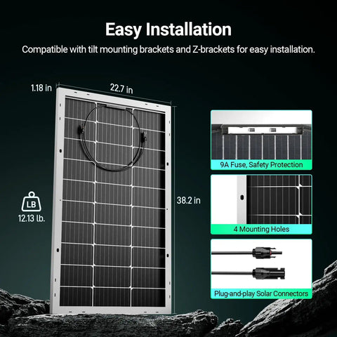 High Efficiency Bifacial 100W 12V Solar Panel With 9BB Monocrystalline Cells for easy installation on boats