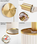 Premium Battery Operated Wall Sconces Set Of Two Wireless Rechargeable Led Lights with gold base and removable light bulb.