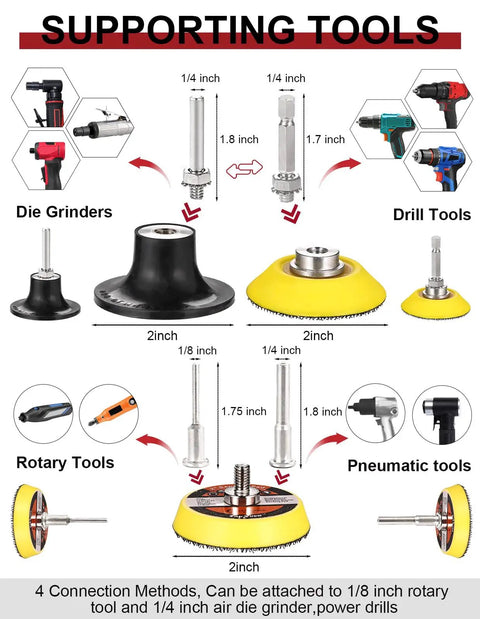 221 Pack 2 Inch Die Grinder Sanding Discs Kit With 1 Quarter Inch Roll Lock Attachment For Die Grinders M12 Power Drill
