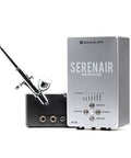 Ambition Series GTS-06 Airbrush Kit With Compact Air Compressor and Adjustable Air Control, close-up of Serenair unit and airbrush