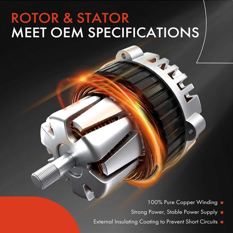 Alternator For Honda Accord 2013 To 2017 2.4L Automatic CVT 12V 110A Clockwise 7 Groove Pulley Replacement with rotor and stator