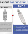 Image comparing standard nut and Eight Pack M8 X 1.25 Stainless Steel Hex Coupling Nuts 40mm Length 304 Grade, highlighting ease of use.