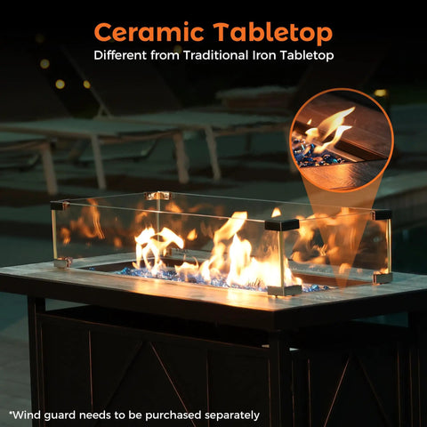 42 Inch Propane Fire Pit Table With Ceramic Top 2 In 1 Fire Table Turns Any Patio Into A Cozy Lounge Black Outdoor Gas Firepit