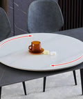 Bamboo Lazy Susan Rotating Turntable 90cm Wooden Serving Board With Chic Marble Accent, featuring a cup on a sleek marble surface.