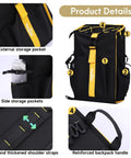 All In One Camping Backpack Table Kit With Aviation Aluminum Frame, Two Foldable Chairs, showing storage pockets and straps
