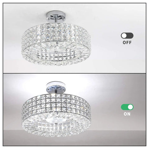 Dope Crystal Semi Flush Mount With Five Lights For Hallways Kitchens Dining Rooms And Living Rooms Sleek Glass Prism Design