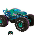 Mega-Wrex 1 To 6 Scale RC Monster Truck With Extra Large Remote Control, displayed with all-terrain tires, rugged design.