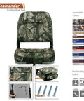 Low Back Folding Boat Seats With Stainless Steel Screws And Aluminum Hinges Padded Fishing Boat Seat Two Pack Camouflage Marine Vinyl