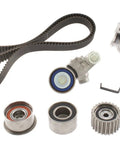 Engine Timing Belt Kit With Water Pump For Subaru Forester Impreza Legacy And Outback Models laid out with gears and gaskets
