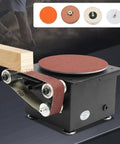 Mini Belt And Disc Sander, 100 Watt Bench Grinder featuring sanding disc and belt, ideal for wood and metal work.