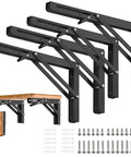Folding Shelf Brackets Set Of 4, 20 Inch Heavy Duty Metal Collapsible Wall Mount Shelves with hardware shown.