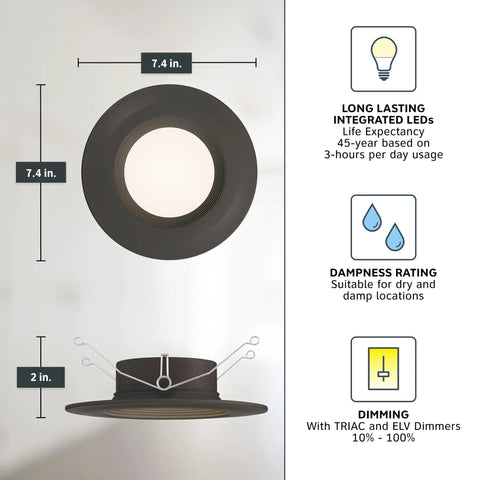 Sleek Five Six Inch Led Recessed Ceiling Light Featuring Smooth Operator Dimming And Totally Kickin CRI Ninety Glow With Sick Bronze Baffle Trim Absolute Game Changer For Home Spaces