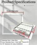 Pro Grade Linear Bar Air Grille Featuring A Removable Inspection Hatch and Slanted Louver Blades for Knockout Airflow and Zero Sweat Installation size specifications on a white background.