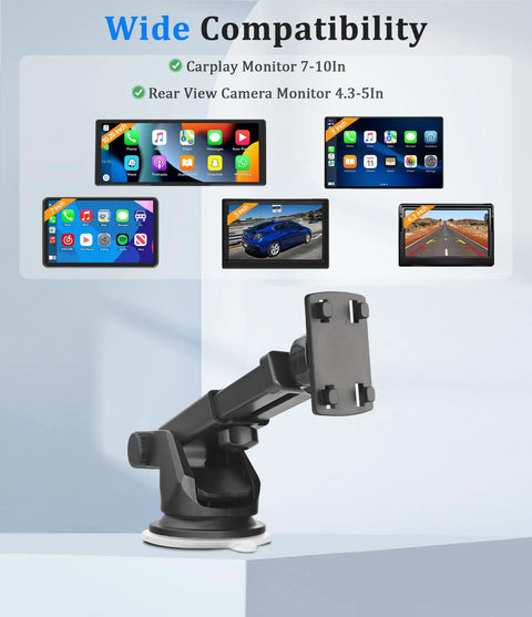 Universal Screen Mount For In Car Dash CarPlay Monitor Stand Plug And Play Setup Suction Cup Holder Adjustable Monitor Bracket