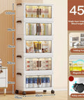 Slick Collapsible Storage Bins With Lids 5 Pack Plastic Boxes Double Door Stackable Closet Organizers With Rolling Wheels, ideal for organizing items