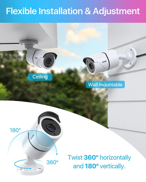 4 Pack 1080P HD TVI Security Cameras With 120Ft Night Vision Waterproof CCTV Bullet Cameras versatile mounting displayed