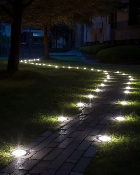 Solar Ground Lights 12 Pack Waterproof Outdoor Pathway Lights With 12 LEDs Bright White Illumination for yard walkway at night