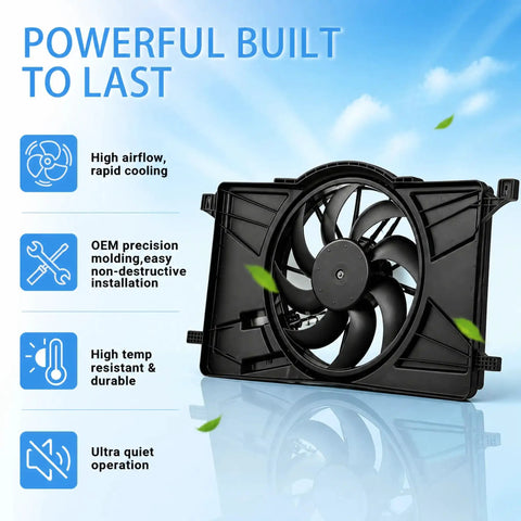 Slick Engine Cooling Fan Assembly For Ford Focus 2012 2018 Two Point Zero Liter Inline Four, high airflow design.