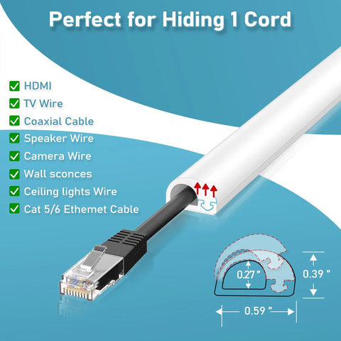 78 Inch Self Adhesive Silicone Cord Cover For Walls Flexible Cable Concealer Raceway Kit Smoothly Hides Pesky Cables one cord inside.