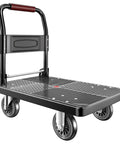 Upgraded Foldable Push Cart Dolly With 780 Lb Capacity And 360 Degree Swivel 5 Inch PU Wheels, side view
