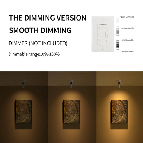 LED Modern Directional Dimmable Spotlight With 90 Degree Adjustable Beam For Indoor Foyer And Living Room shown dimming artwork