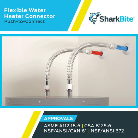 1 Inch To 1 Inch FIP And 24 Inch Corrugated Stainless Steel Flexible Water Heater Connector in use on wall outlet