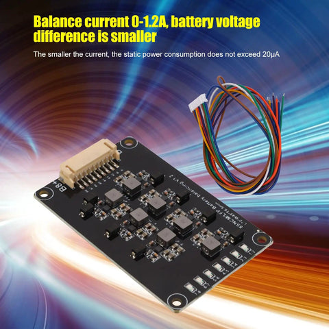 8S Inductive Balancer For Lithium Battery Packs Featuring A 1.2 Amp Chip with 8 Pins and colorful wires for connection.