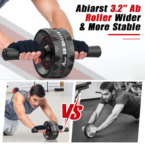 Ultra Wide 3.2 Inch Dual Wheel Ab Roller For Abs And Core Training With Knee Pad Accessories Stable Durable Abdominal Exercise Wheel For Home Gym Use By Men And Women Easy To Use And Great For Progress shown in use for core training.