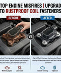 Comparison of rusted vs stainless steel Heavy Duty M6 X 25mm Stainless Steel Ignition Coil Mounting Bolts 4 Piece Kit.