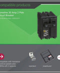 Homeline 30 Amp 2 Pole Mini Circuit Breaker For 120 240V AC With 10kA Breaking Capacity Heavy Duty Plug In Mount Standard Type Residential Use Fast Installation And Safe Protection HOM230CP, black 2-pole breaker