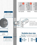 Installation diagram for Slick Biometric Fingerprint Deadbolt Lock For Front Door showing backset and door hole specifications.