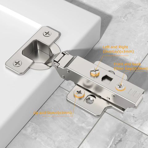 Soft Close Cabinet Hinges For Frameless Cabinets, 120 Degree Full Overlay, 45mm Euro Concealed Hinge, 10 Pack With Easy Mounting Base
