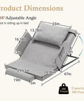 Espidoo Electric Adjustable Bed Backrest With Safety Rails, 300 Lb Capacity And 4-68 Degree Lift Range dimensions illustration with measurements.