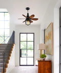 20 Inch Ceiling Fan With Light Socket And Remote, Vintage Industrial Socket Fan Light in modern living room