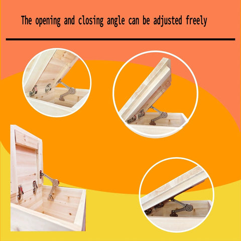 Lid stay hinges, pair of heavy-duty metal supports for cabinets and wardrobes; adjustable load and 180° opening