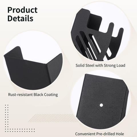 Two Pack Jack Stand Wall Mount Organizers For Garage Heavy Duty Solid Steel Vertical Storage Racks Mounts 2 And 3 Ton Stands Durable Car And Trailer Garage Organization Accessories shown in detail, highlighting rust-resistant finish and pre-drilled holes.