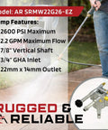 AR 2600 PSI 2.2 GPM Vertical Pressure Washer Pump With 7/8 Inch Shaft, 3 Bolt Pattern Direct Fit Replacement For Troy-Bilt Models 020413 020414 020415 in use