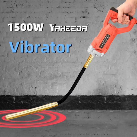 Handheld Electric Concrete Vibrator Workhorse 1500W 110V with 6.6 Ft Shaft shown on concrete surface