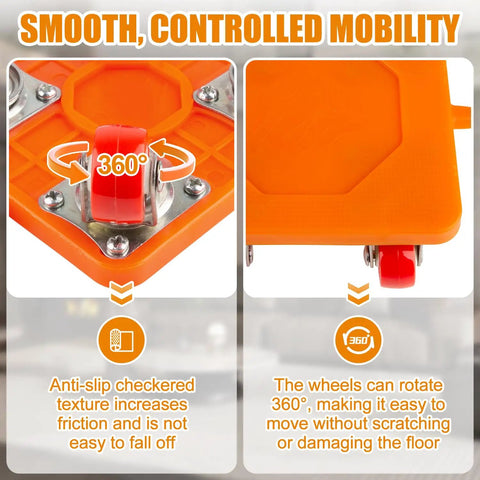 Heavy Duty Furniture Movers And Rolling Dolly Kit Built For Brutally Heavy Loads Smooth Sailing Moving Day Hustle Apartment Friendly Couch Sliders And Appliance Glide Tools with 360° swivel wheels.