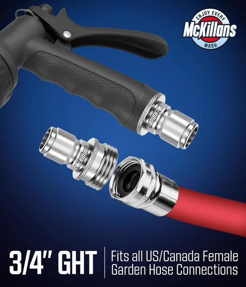 Water Hose Male Plugs Universal Fit 3 Pack Stainless Steel Quick Connect Garden Hose Fittings with hose and sprayer
