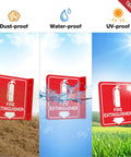 Fire Extinguisher Sign With Down Arrow Glow In The Dark Acrylic 6 By 6 Inches 4 Pack With 2 Pre Drilled Holes And Screws features dust-proof, water-proof, UV-proof qualities displayed in field and water settings.