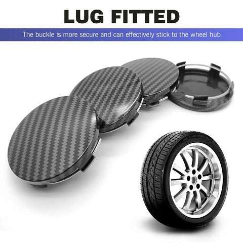 4 Pack Sick Wheel Center Caps With Glossy Carbon Pattern, Snap Fit Hub Covers For Custom Rides, 60Mm Impact Resistant Abs Rim Plates with secure lug fitting