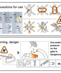 Instruction diagram for Auto Locking Climbing Carabiner Set, showing correct and incorrect usage, warning symbols included.