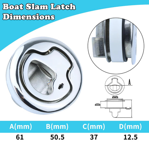 Lockable boat slam latch, 2-pack, Amazon-branded marine-grade 316 stainless steel with flush lift handle for deck hatch